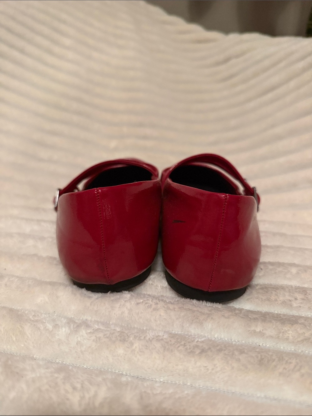 No Boundaries Red Patent Mary Jane Flats with Double Straps - Picture 2 of 6